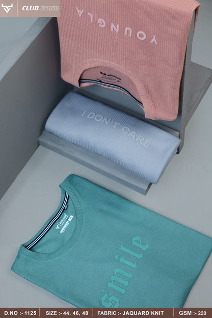D No 1125 Club Zone Jacquard Knit Mens Tshirts Exporter