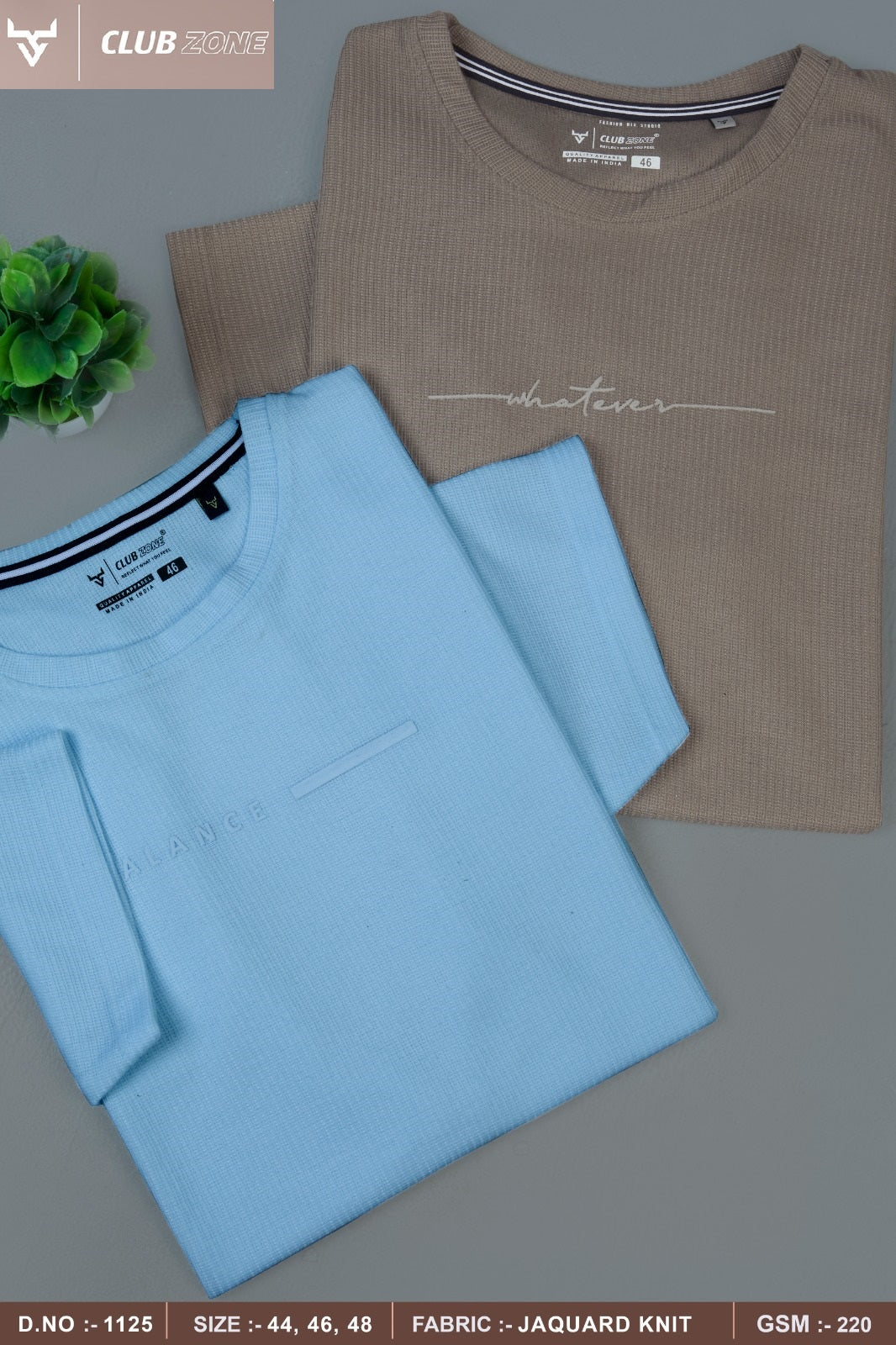 D No 1125 Club Zone Jacquard Knit Mens Tshirts Exporter