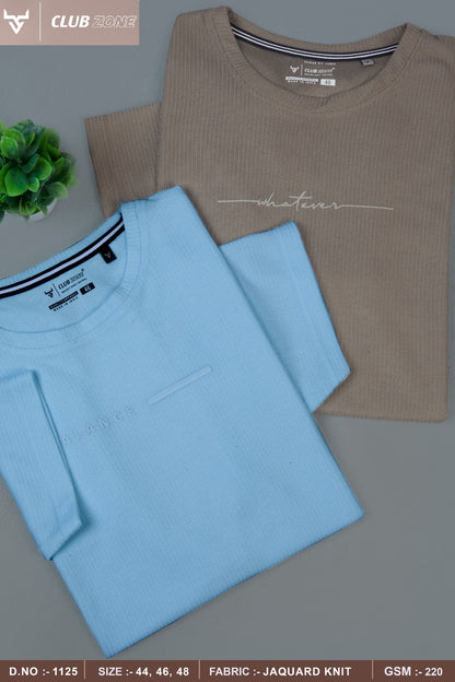 D No 1125 Club Zone Jacquard Knit Mens Tshirts Exporter