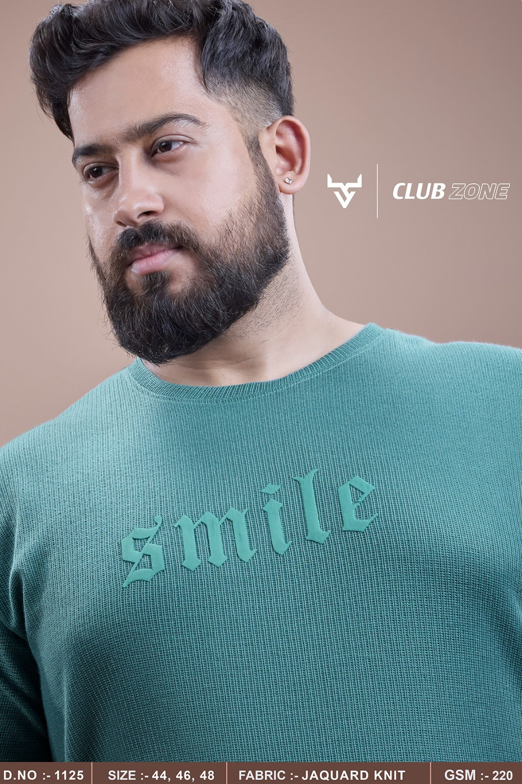D No 1125 Club Zone Jacquard Knit Mens Tshirts Exporter