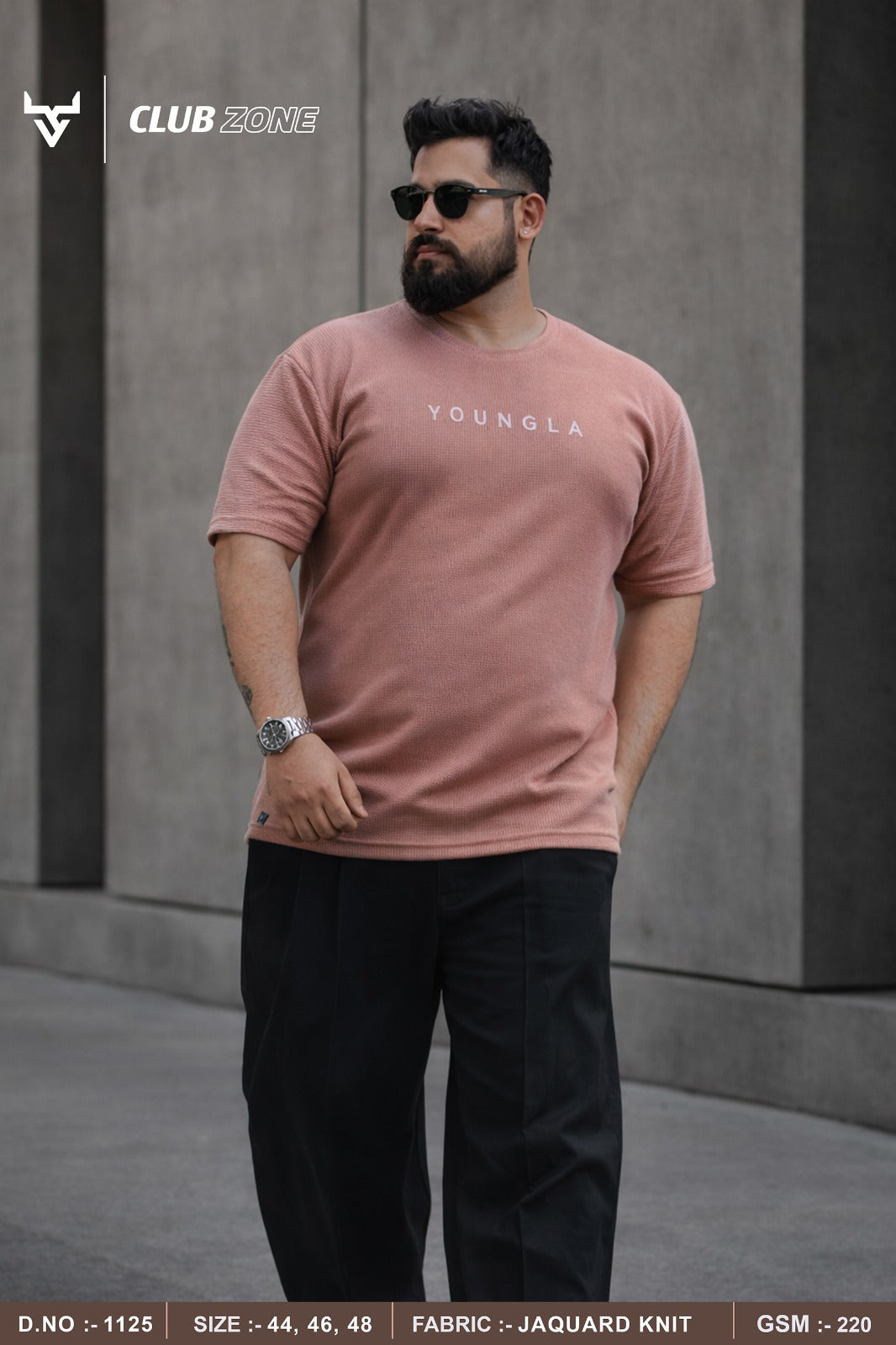 D No 1125 Club Zone Jacquard Knit Mens Tshirts Exporter