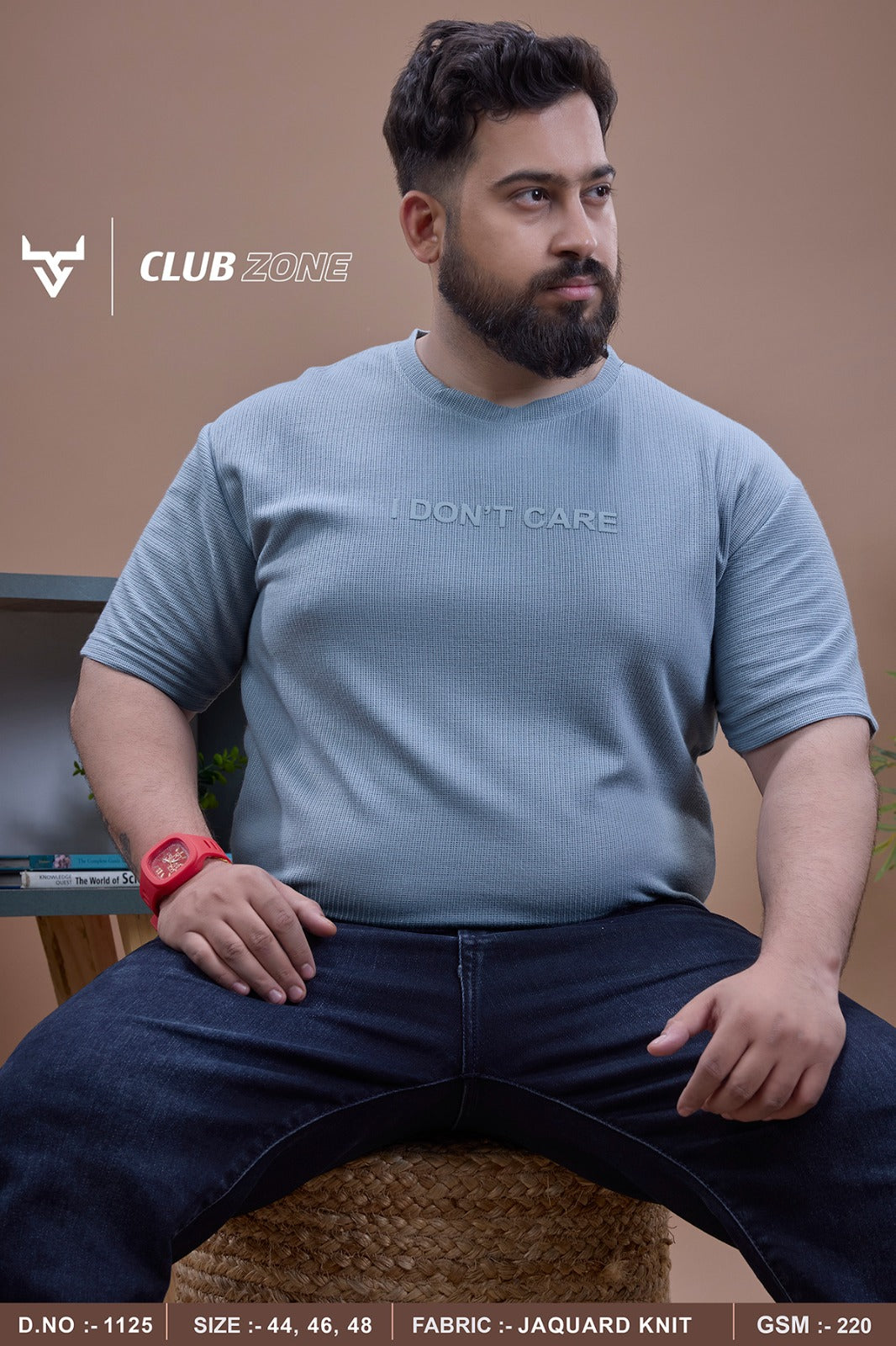 D No 1125 Club Zone Jacquard Knit Mens Tshirts Exporter