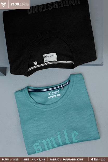 D No 1125 Club Zone Jacquard Knit Mens Tshirts Exporter