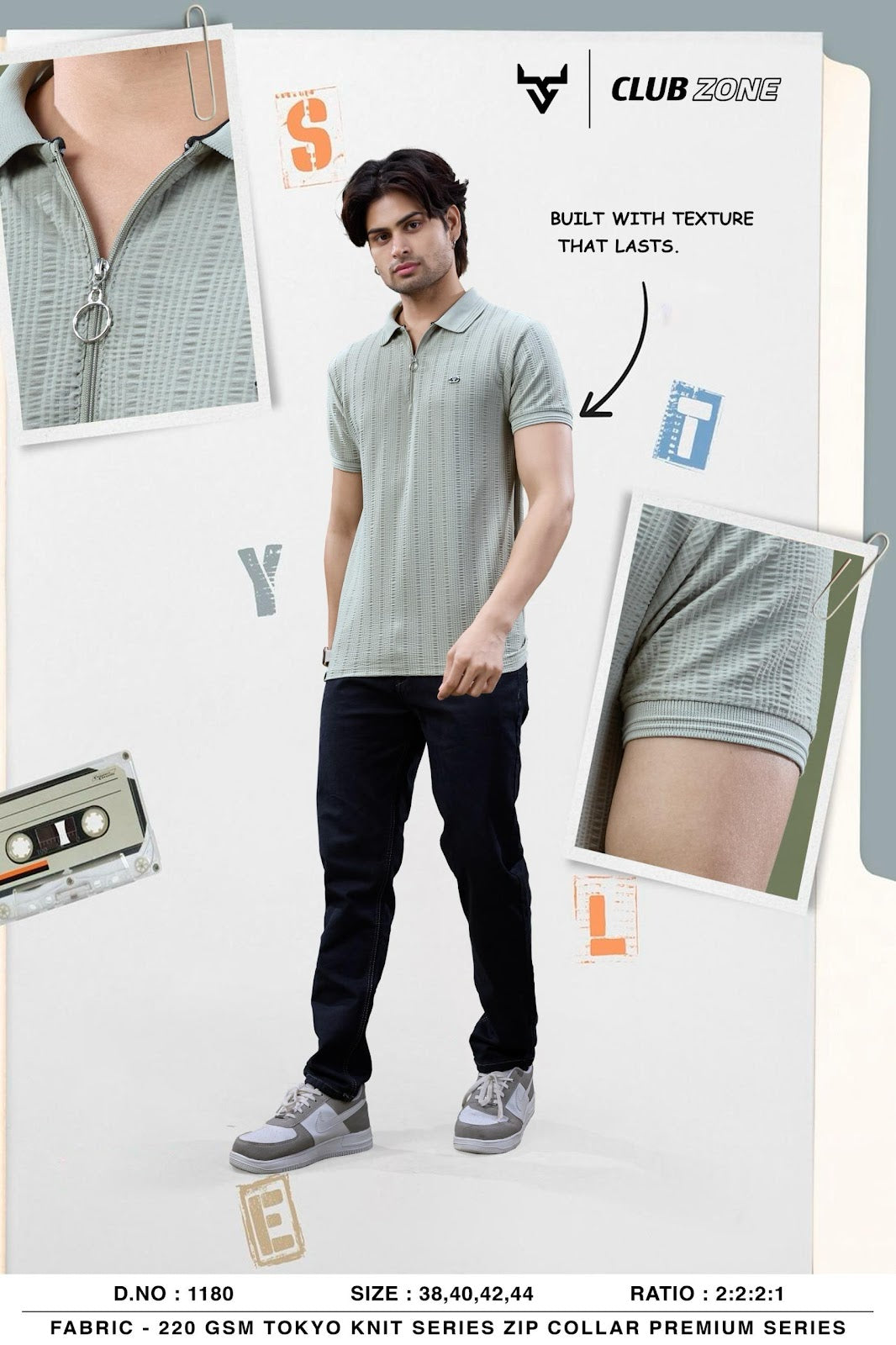 D No 1180 Club Zone Knit Mens Tshirts Exporter Ahmedabad