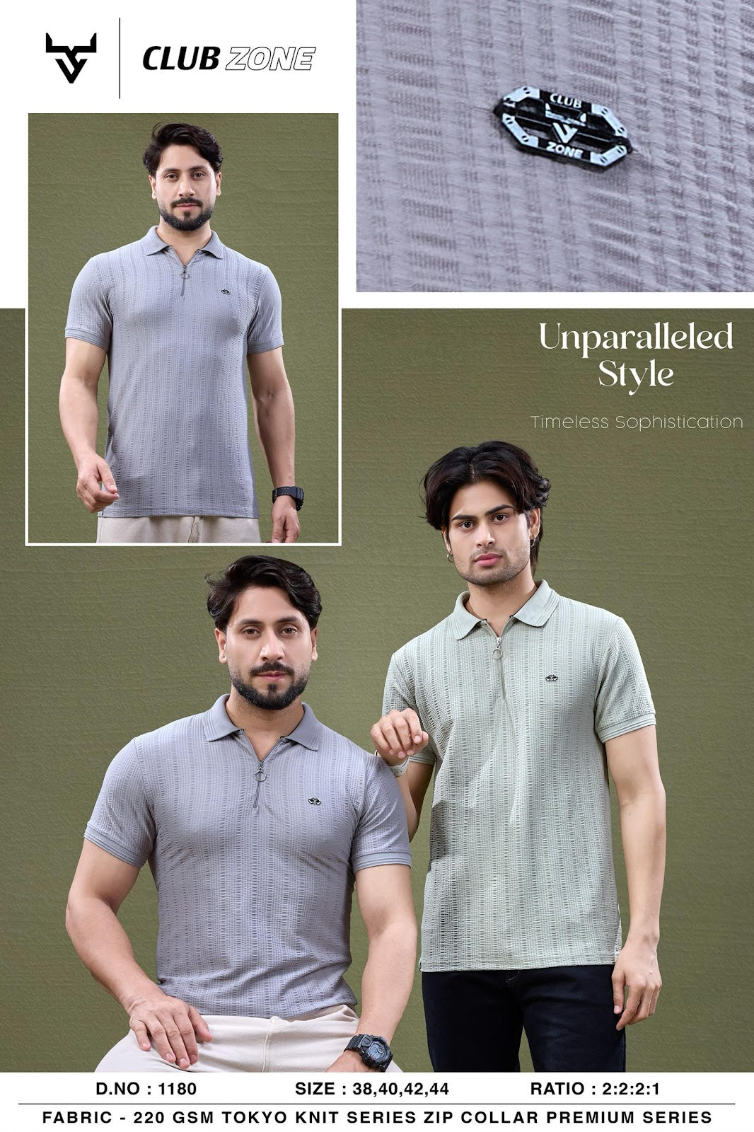 D No 1180 Club Zone Knit Mens Tshirts Exporter Ahmedabad