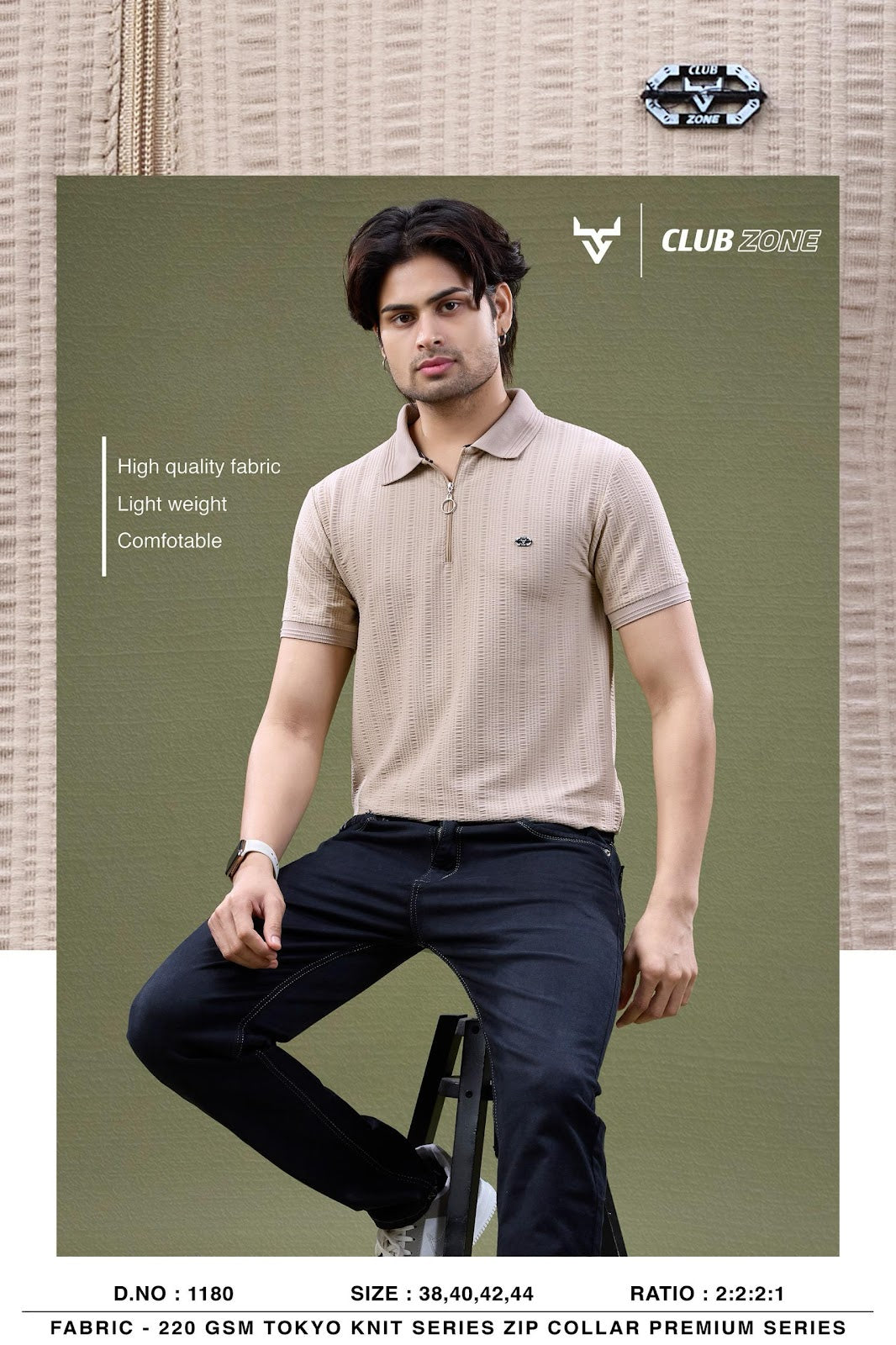 D No 1180 Club Zone Knit Mens Tshirts Exporter Ahmedabad