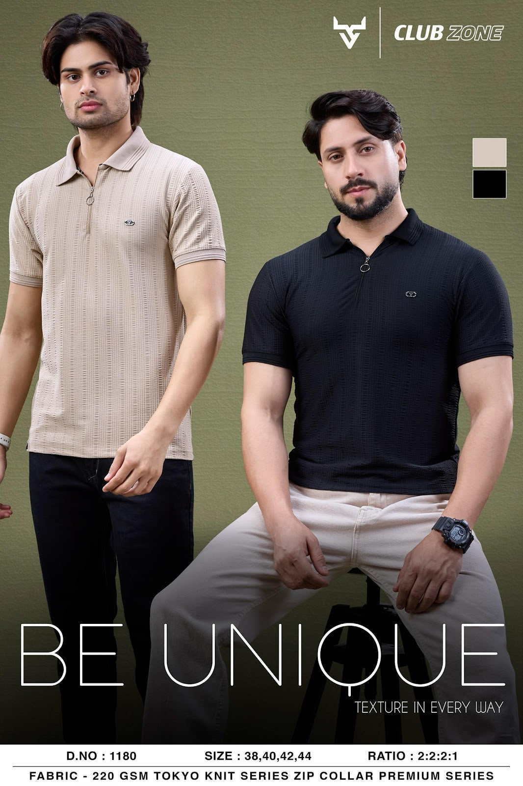 D No 1180 Club Zone Knit Mens Tshirts Exporter Ahmedabad
