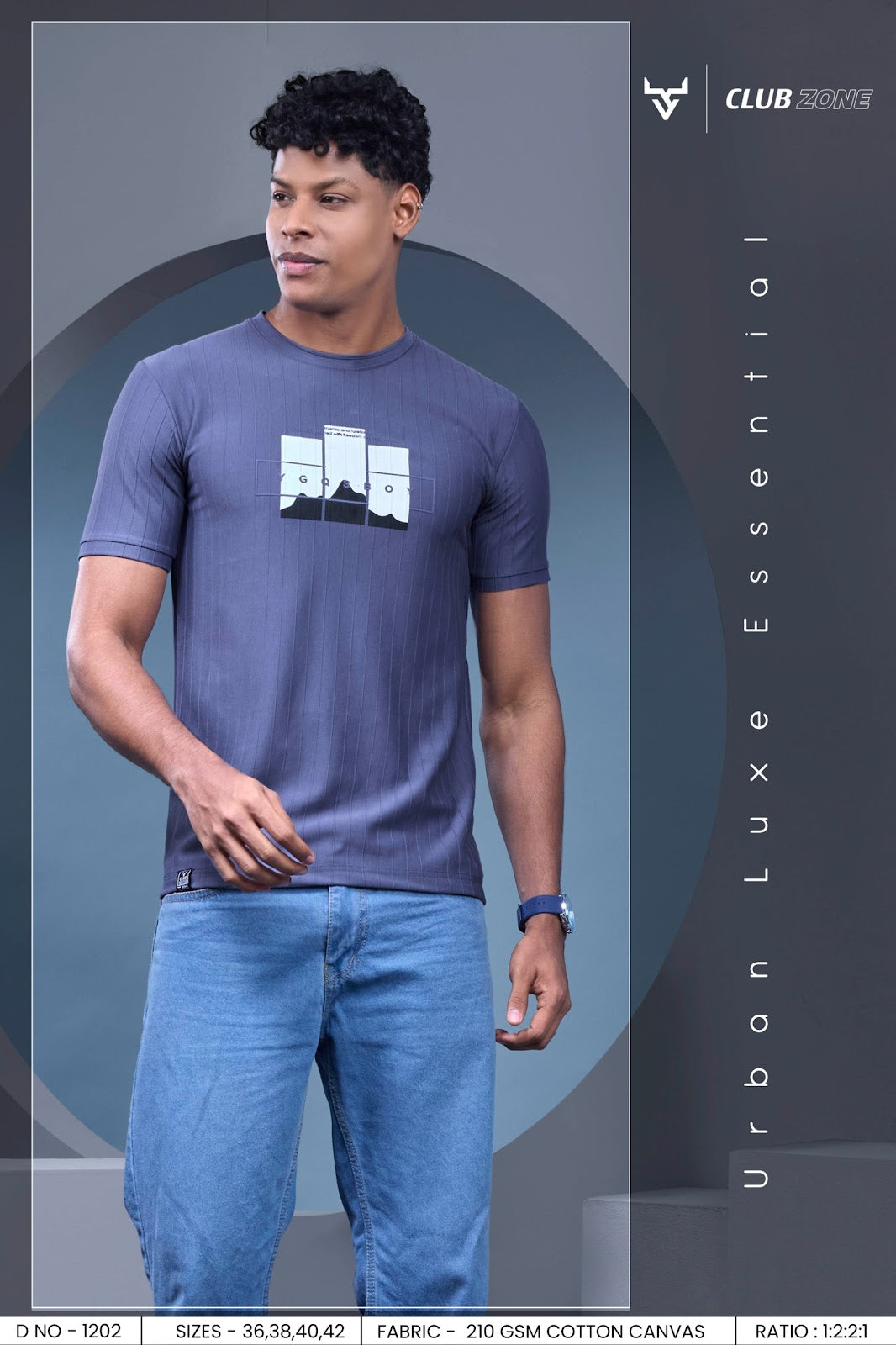 D No 1202 Club Zone Cotton Canvas Mens Tshirts Supplier