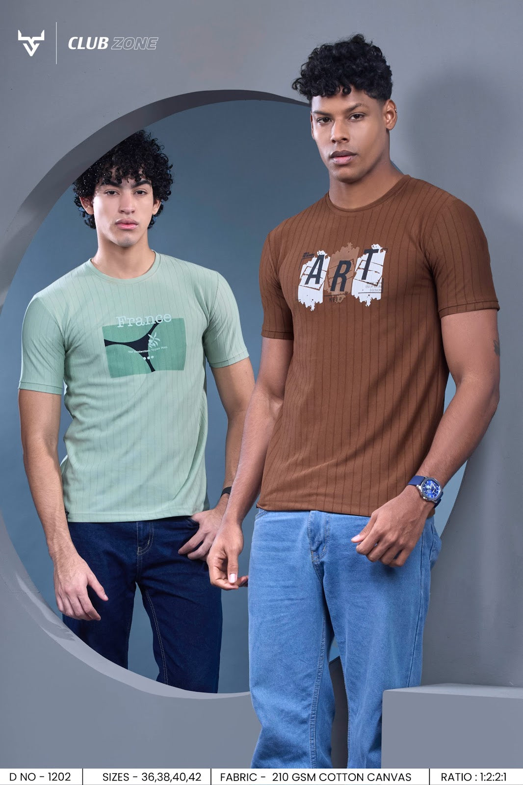 D No 1202 Club Zone Cotton Canvas Mens Tshirts Supplier