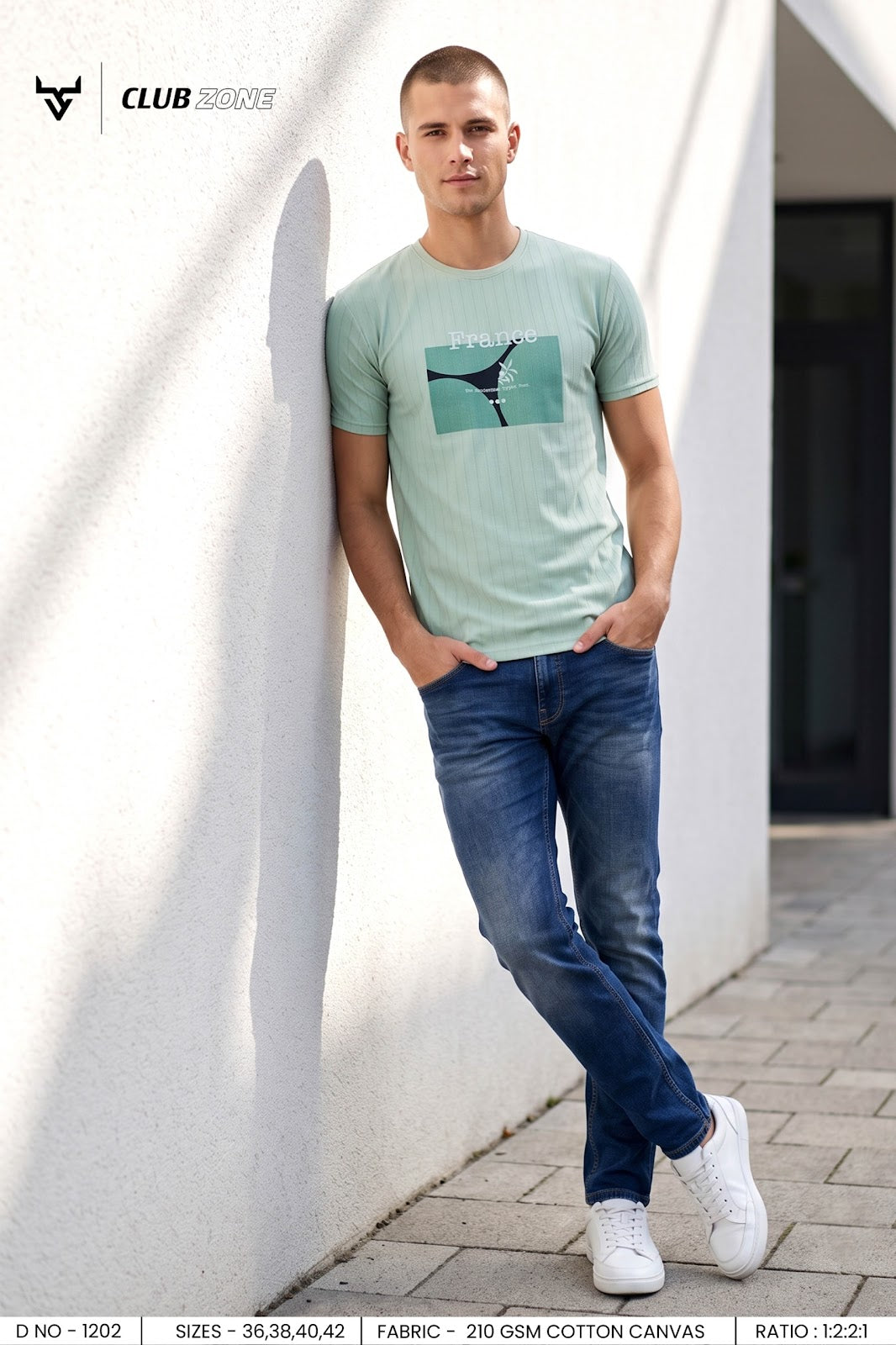 D No 1202 Club Zone Cotton Canvas Mens Tshirts Supplier