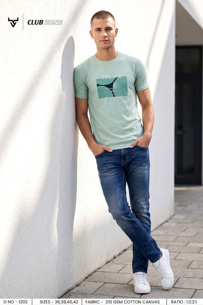 D No 1202 Club Zone Cotton Canvas Mens Tshirts Supplier