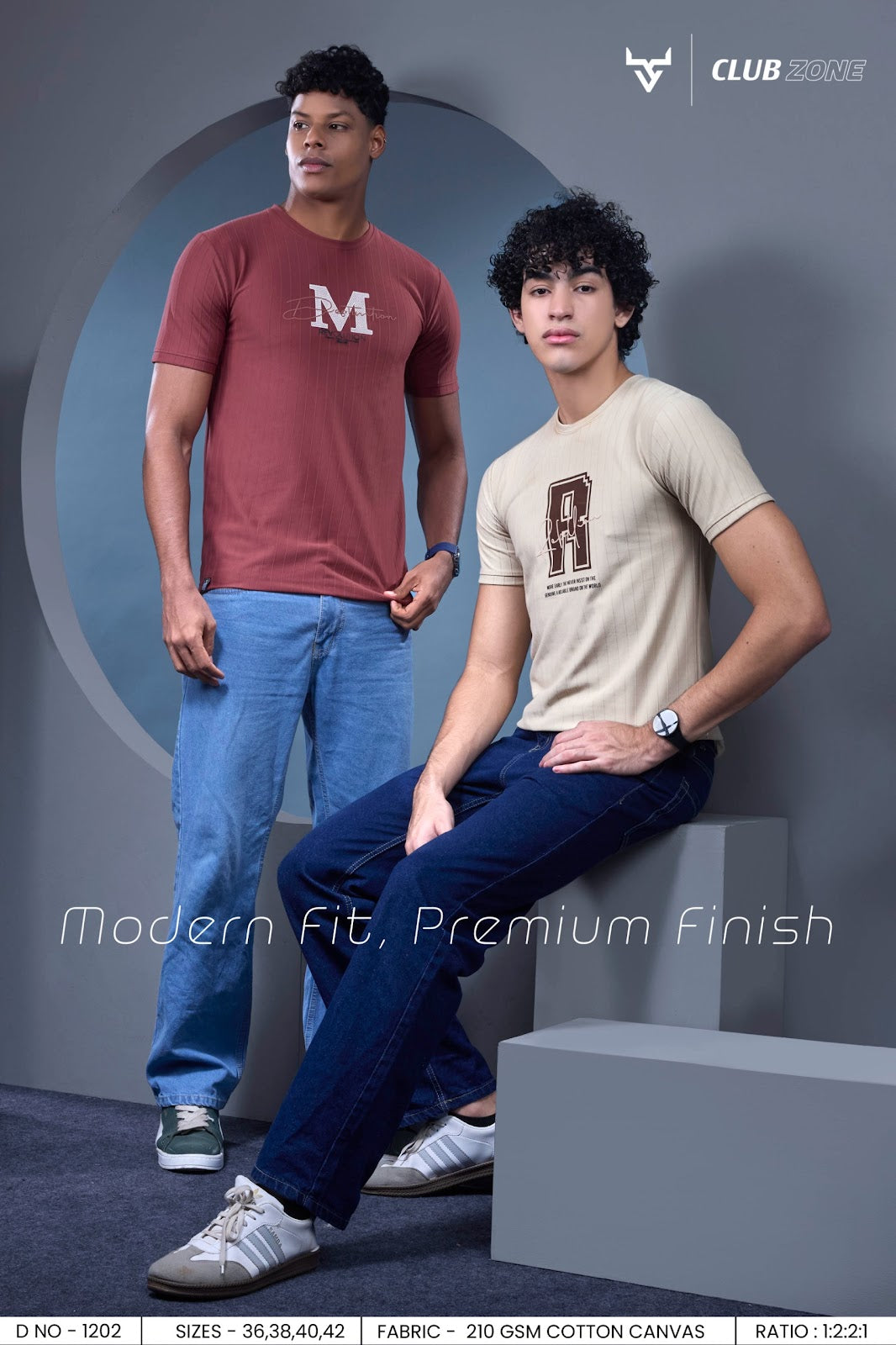 D No 1202 Club Zone Cotton Canvas Mens Tshirts Supplier
