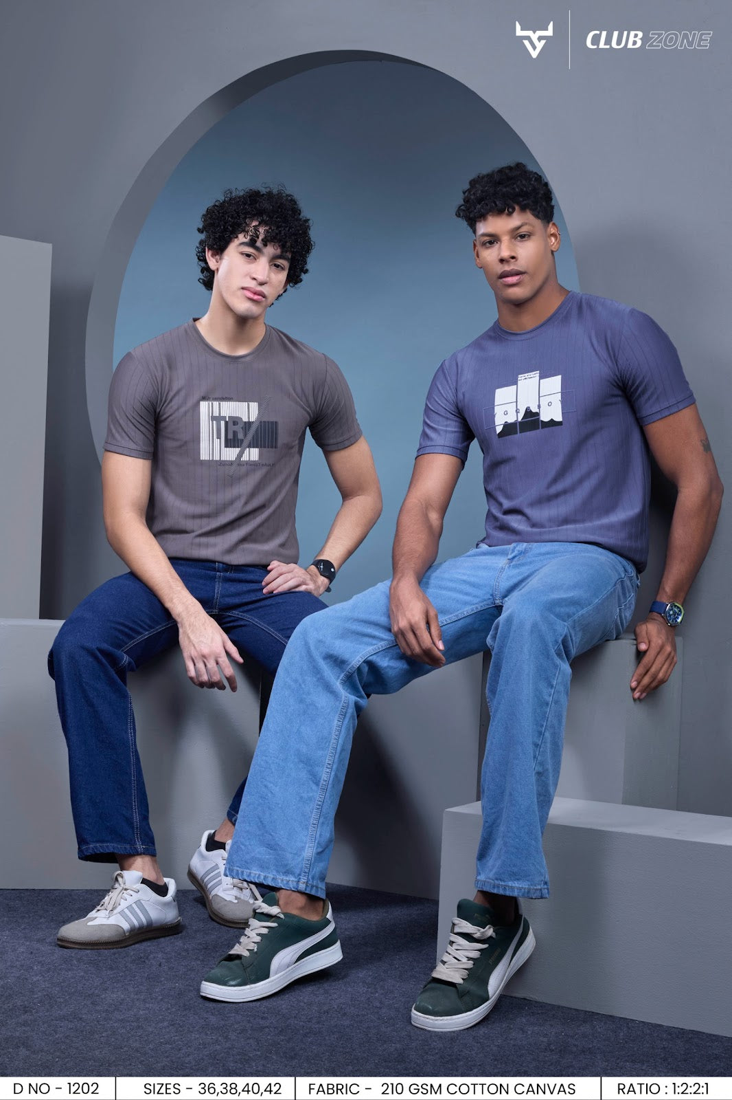 D No 1202 Club Zone Cotton Canvas Mens Tshirts Supplier