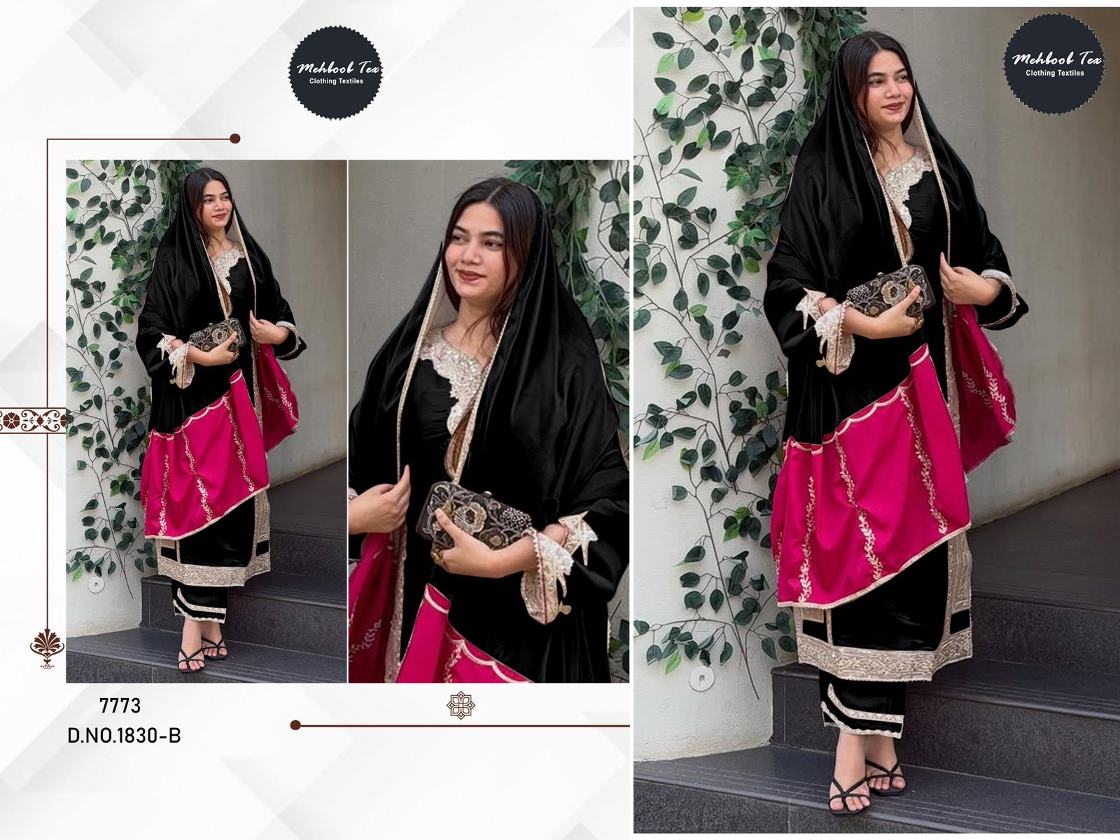 D No 1830 Mehboob Tex Jimmy Choo Pakistani Readymade Suits Exporter India