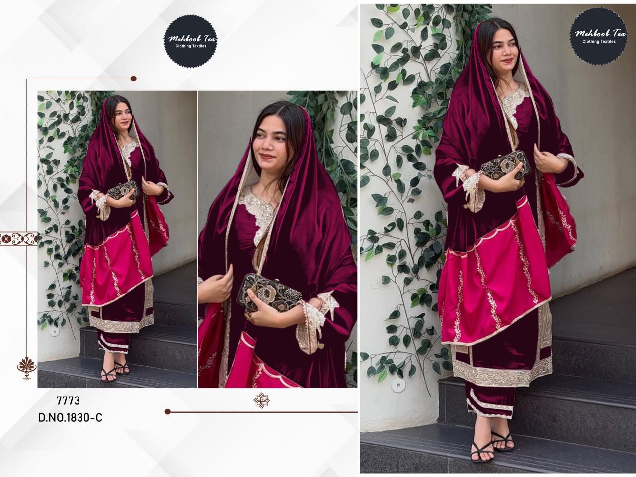 D No 1830 Mehboob Tex Jimmy Choo Pakistani Readymade Suits Exporter India