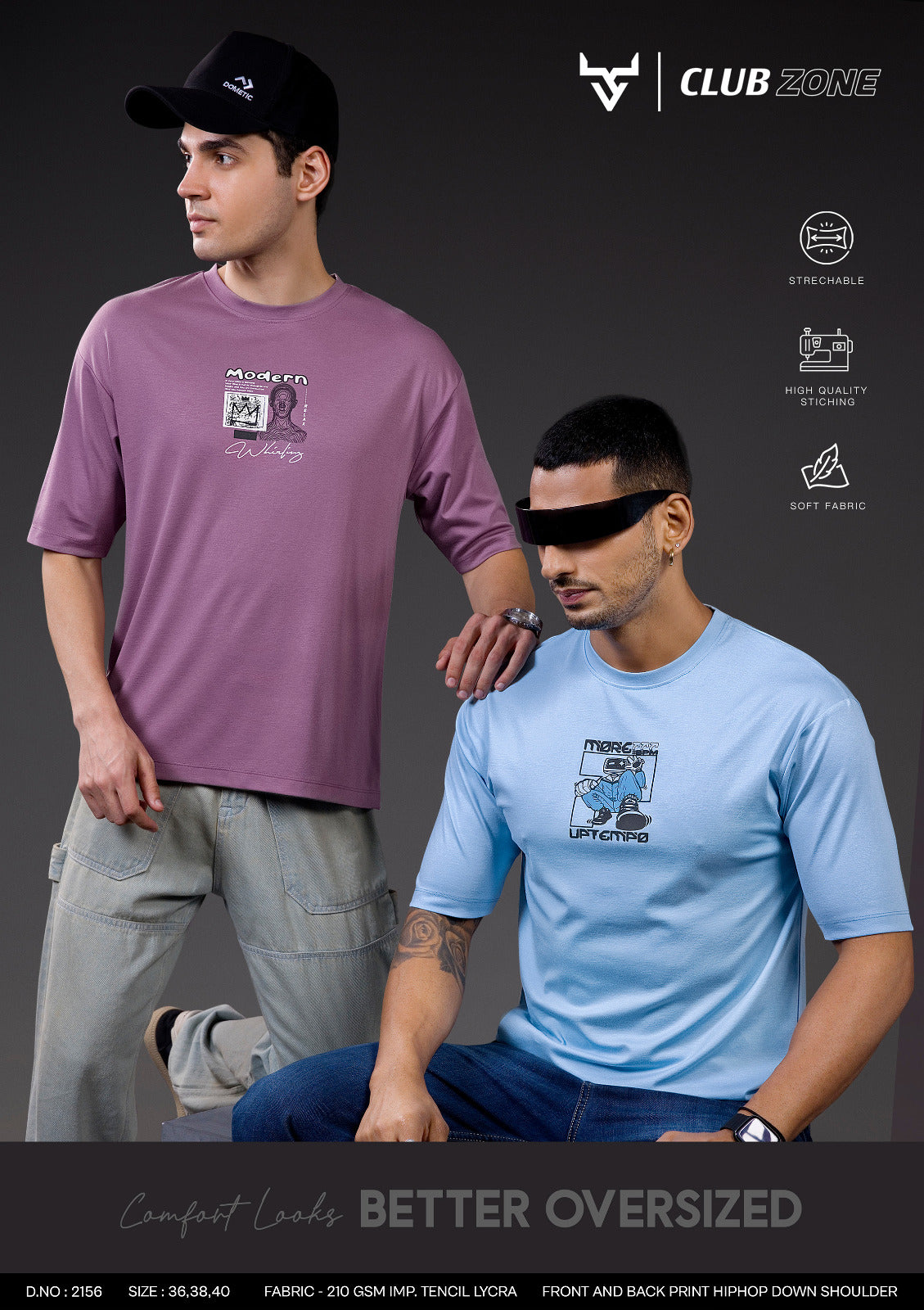 D No 2156 Club Zone Tencil Lycra Mens Tshirts Supplier Ahmedabad