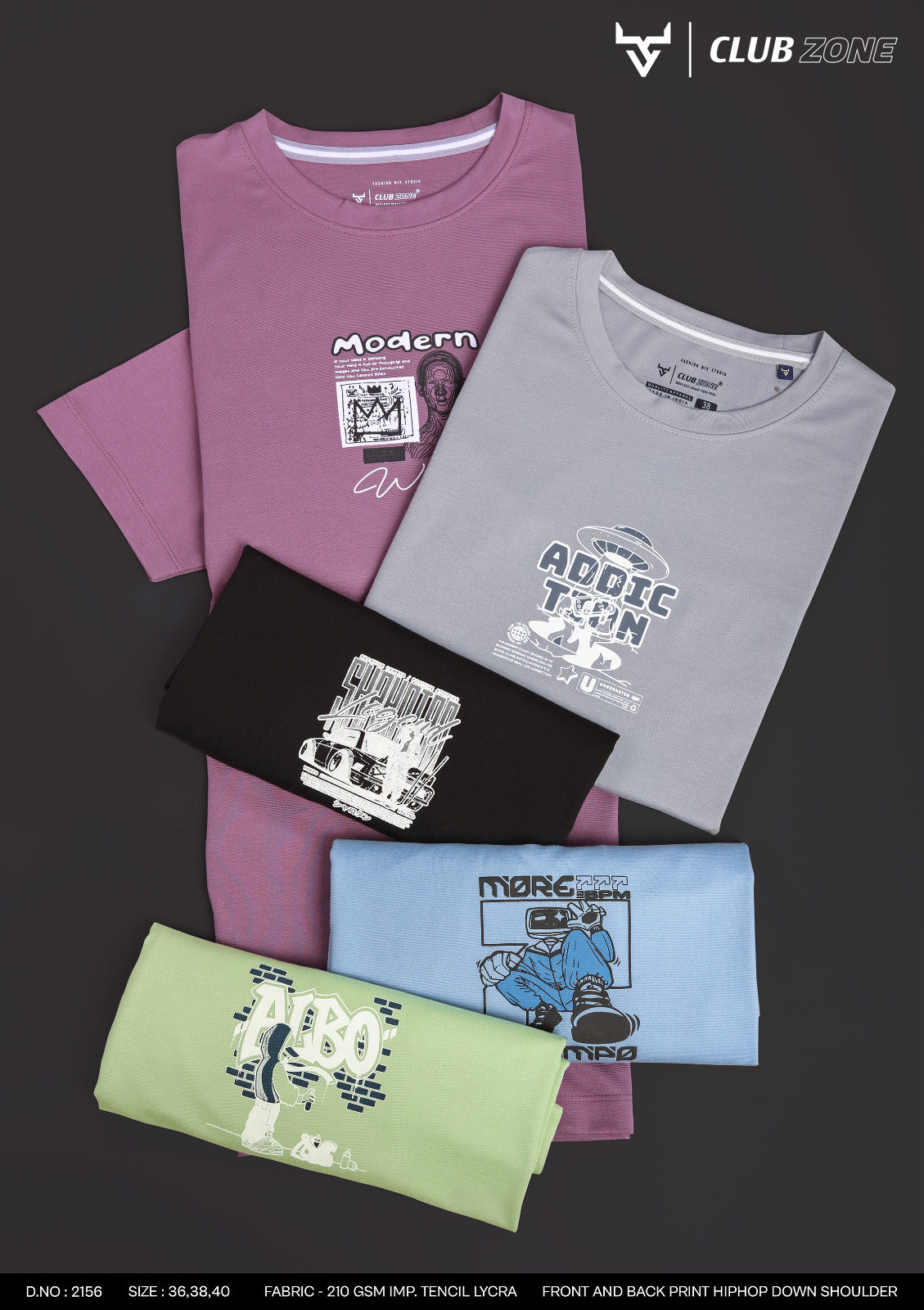 D No 2156 Club Zone Tencil Lycra Mens Tshirts Supplier Ahmedabad