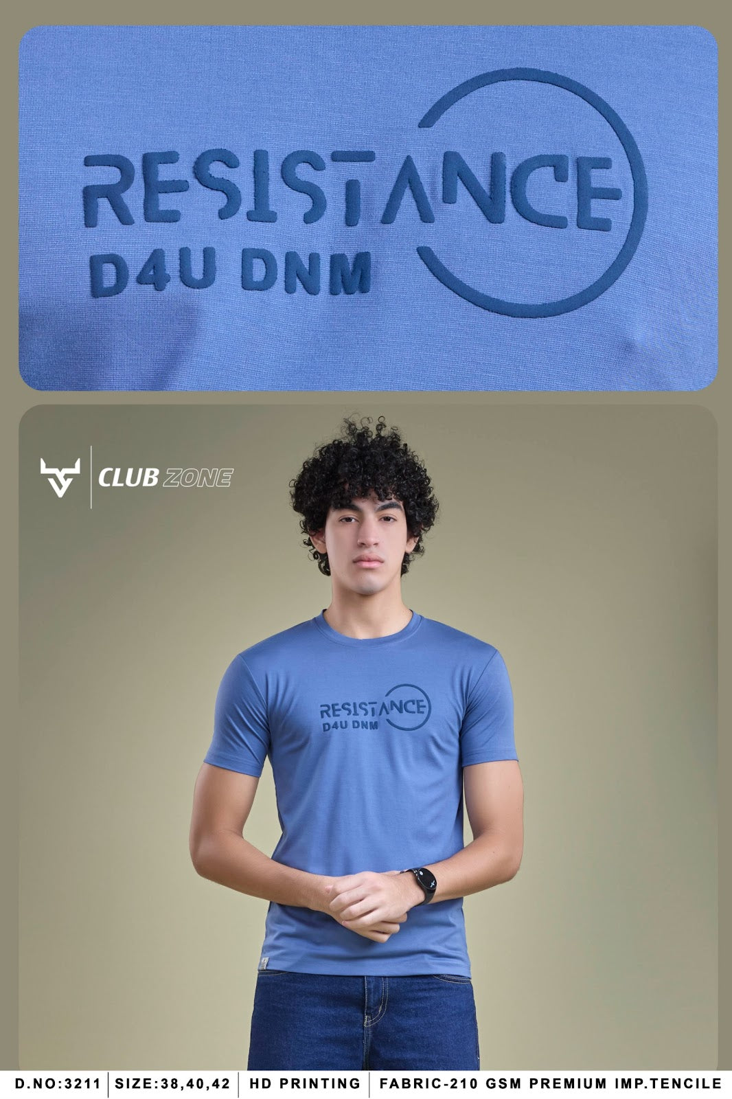 D No 3211 Club Zone Tencil Lycra Mens Tshirts Manufacturer
