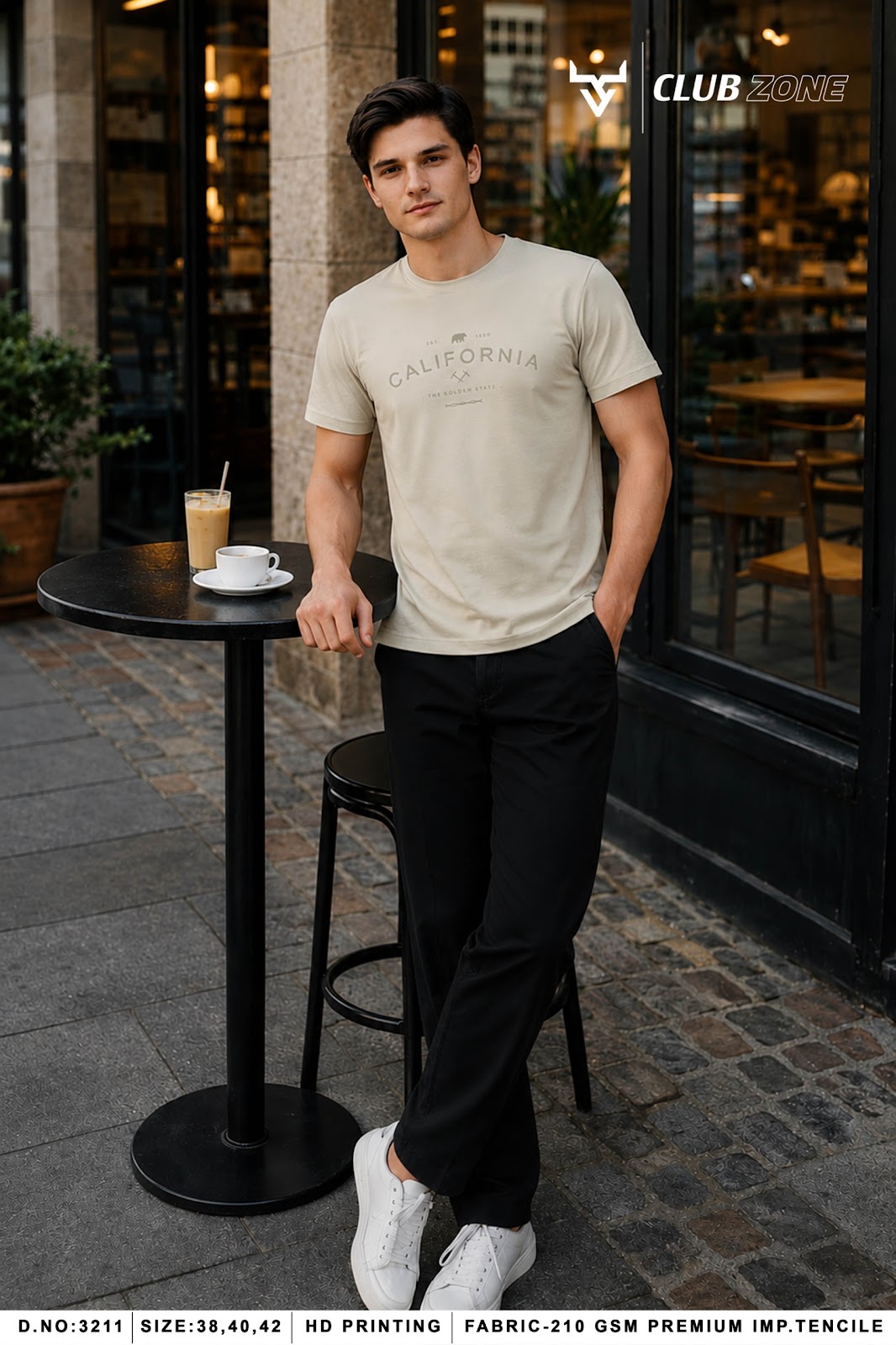 D No 3211 Club Zone Tencil Lycra Mens Tshirts Manufacturer