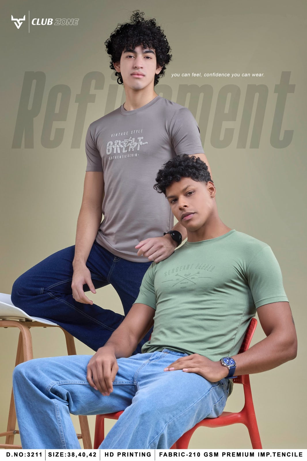 D No 3211 Club Zone Tencil Lycra Mens Tshirts Manufacturer