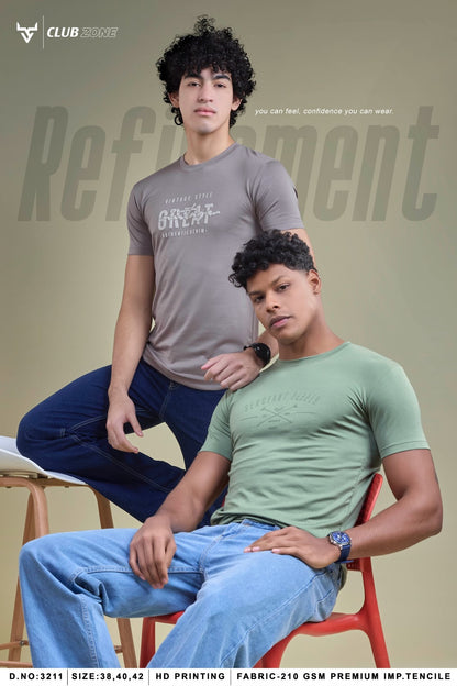D No 3211 Club Zone Tencil Lycra Mens Tshirts Manufacturer