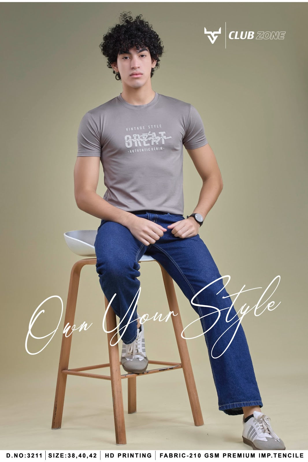 D No 3211 Club Zone Tencil Lycra Mens Tshirts Manufacturer