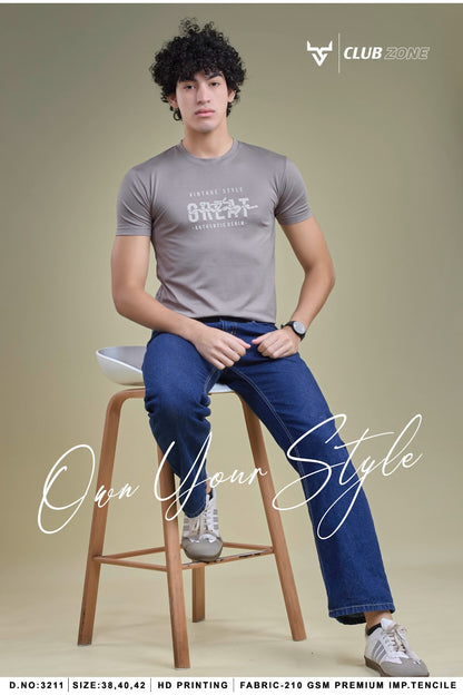 D No 3211 Club Zone Tencil Lycra Mens Tshirts Manufacturer