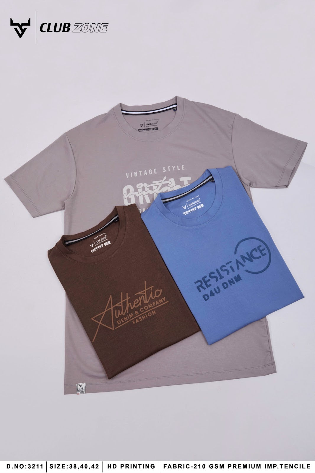 D No 3211 Club Zone Tencil Lycra Mens Tshirts Manufacturer