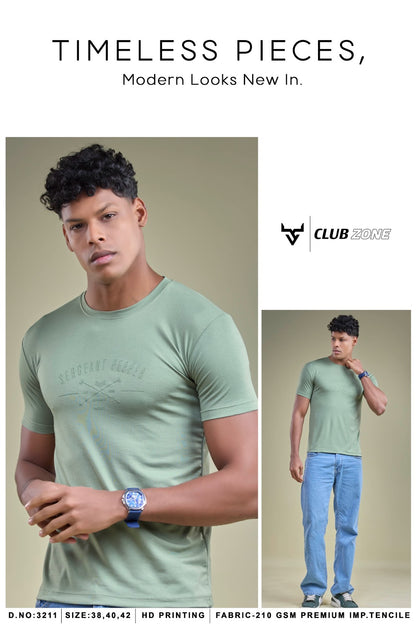 D No 3211 Club Zone Tencil Lycra Mens Tshirts Manufacturer