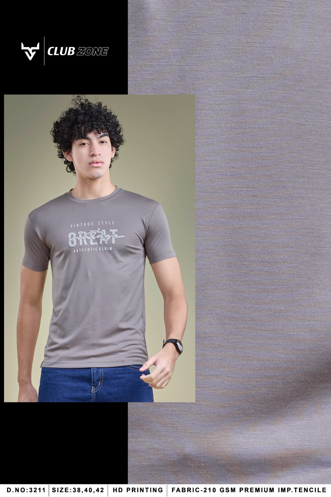 D No 3211 Club Zone Tencil Lycra Mens Tshirts Manufacturer