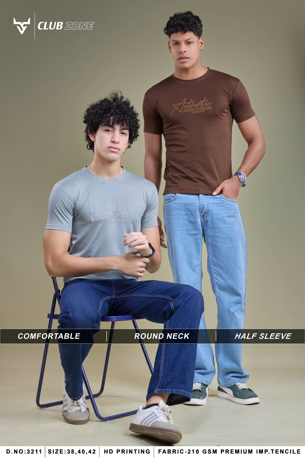 D No 3211 Club Zone Tencil Lycra Mens Tshirts Manufacturer