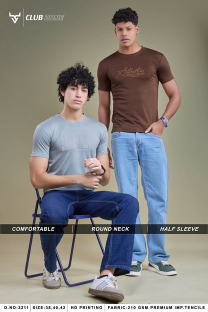 D No 3211 Club Zone Tencil Lycra Mens Tshirts Manufacturer