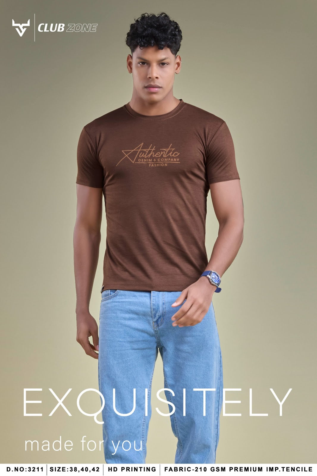 D No 3211 Club Zone Tencil Lycra Mens Tshirts Manufacturer