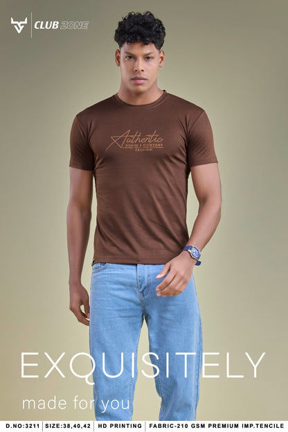 D No 3211 Club Zone Tencil Lycra Mens Tshirts Manufacturer