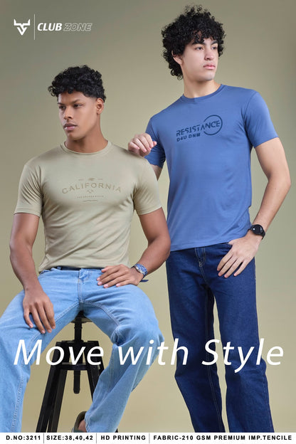 D No 3211 Club Zone Tencil Lycra Mens Tshirts Manufacturer
