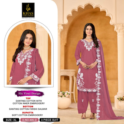D No 405 Khas Cotton Pakistani Readymade Suits Wholesaler
