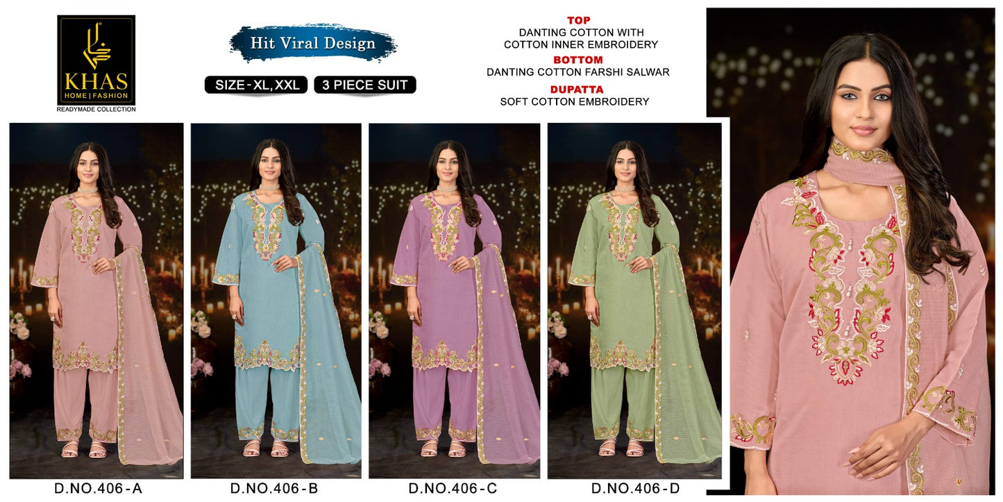 D No 406 Khas Cotton Pakistani Readymade Suits Manufacturer Ahmedabad