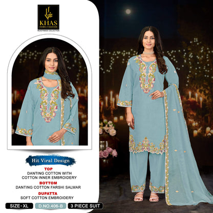 D No 406 Khas Cotton Pakistani Readymade Suits Manufacturer Ahmedabad