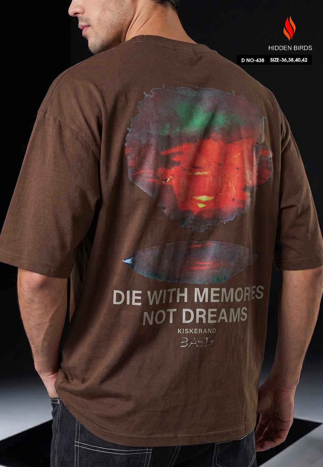 D No 438 Puff Print Hidden Birds Imported Mens Tshirts Supplier