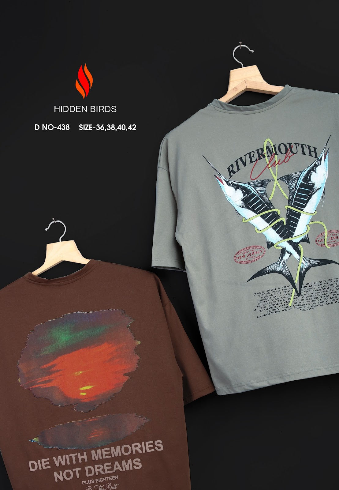 D No 438 Puff Print Hidden Birds Imported Mens Tshirts Supplier