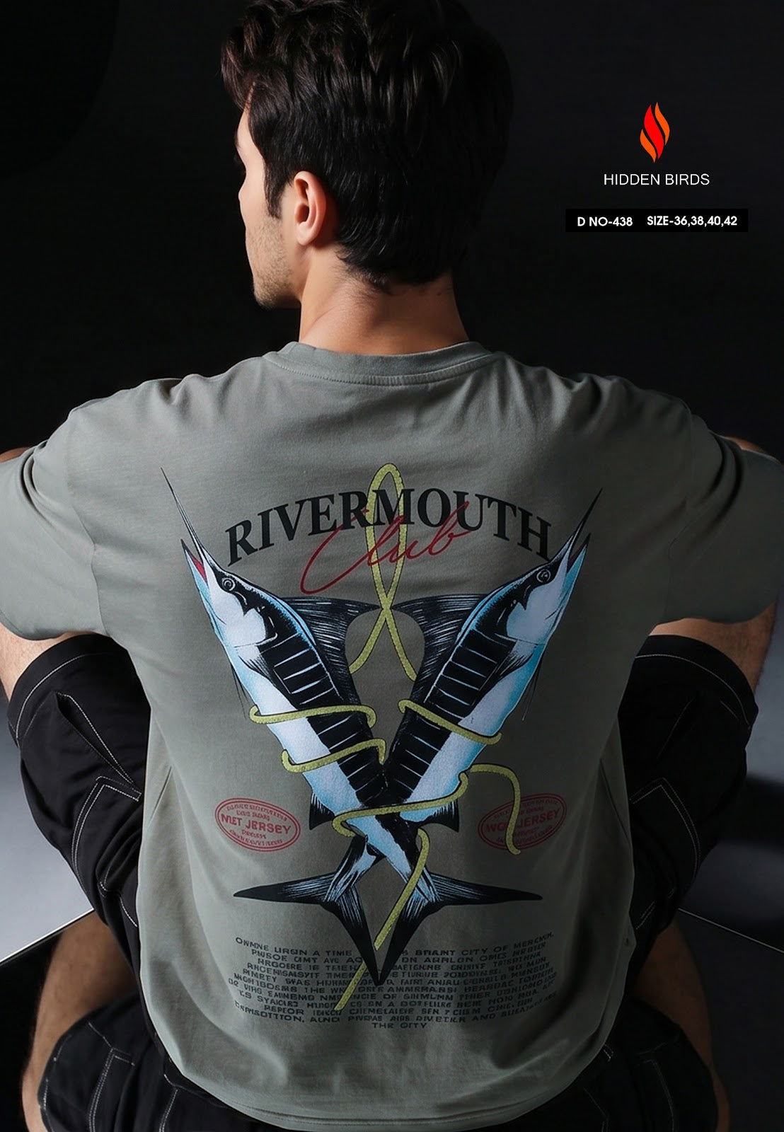 D No 438 Puff Print Hidden Birds Imported Mens Tshirts Supplier
