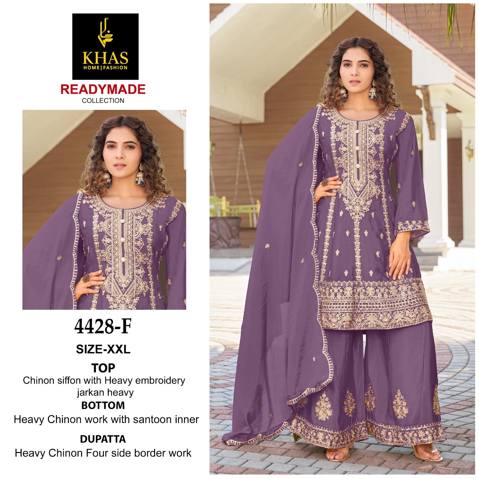 D No 4428 Khas Chinon Chiffon Pakistani Readymade Suits Supplier Ahmedabad