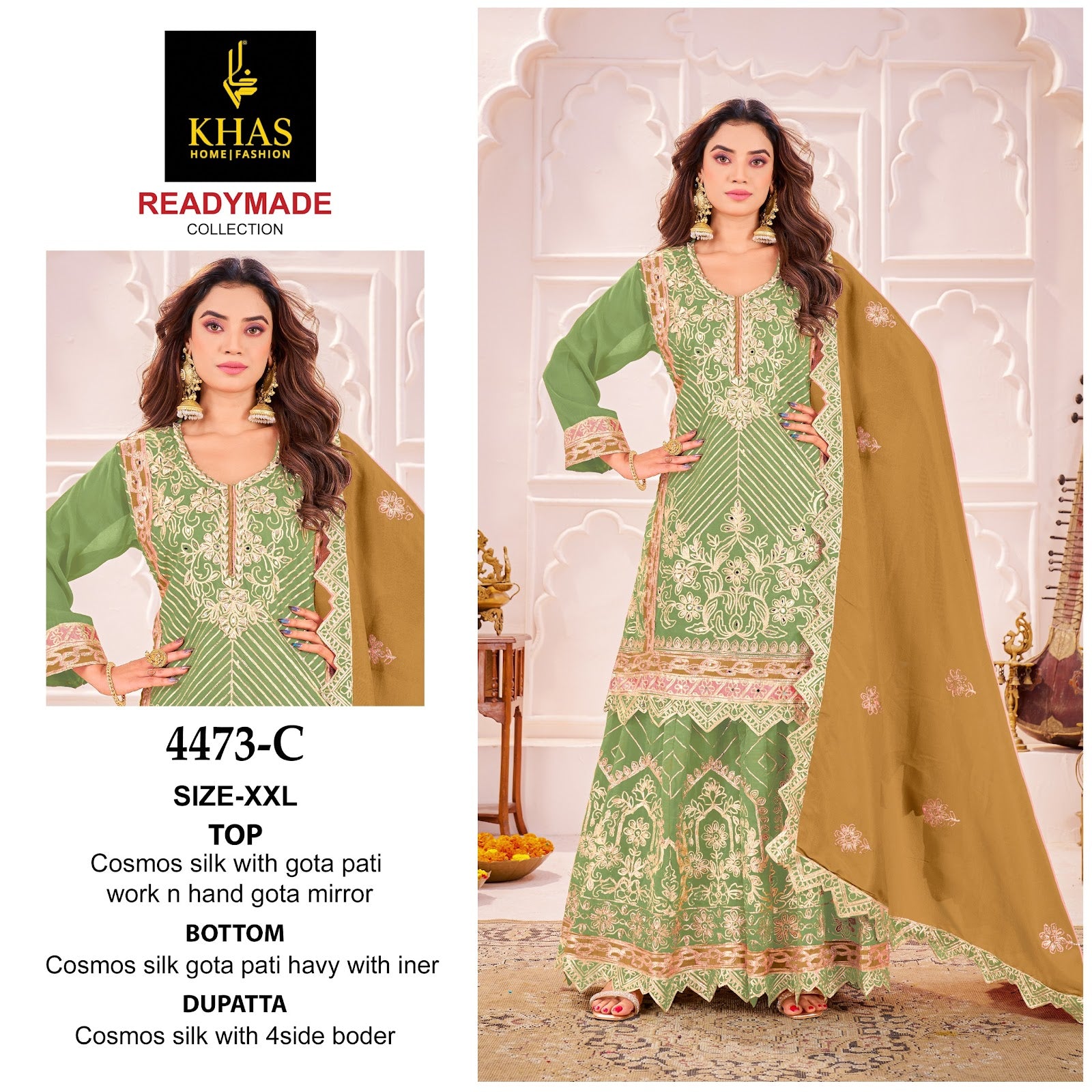 D No 4473 Khas Cosmos Silk Pakistani Readymade Suits Wholesaler Gujarat