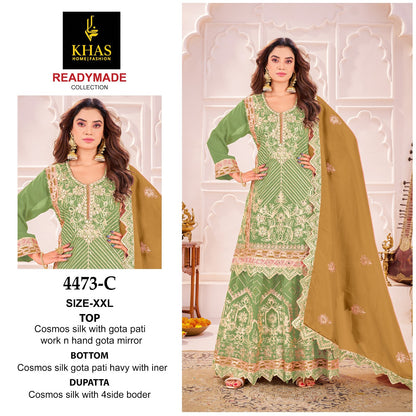 D No 4473 Khas Cosmos Silk Pakistani Readymade Suits Wholesaler Gujarat