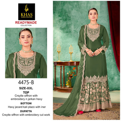 D No 4475 Khas Chiffon Pakistani Readymade Suits Supplier