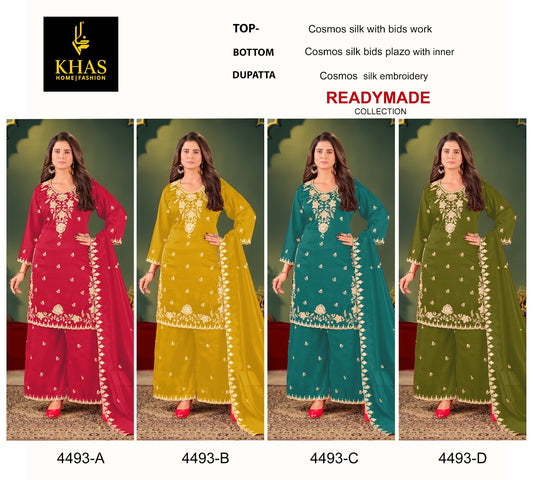 D No 4493 Khas Cosmos Silk Pakistani Readymade Suits Supplier Ahmedabad