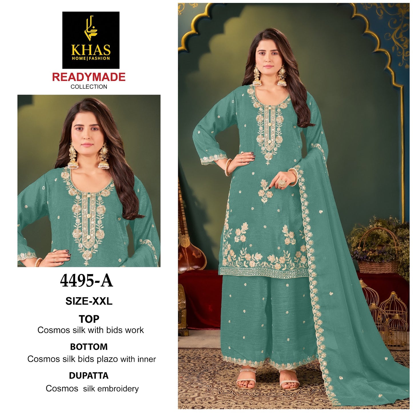 D No 4495 Khas Cosmos Silk Pakistani Readymade Suits Manufacturer Ahmedabad