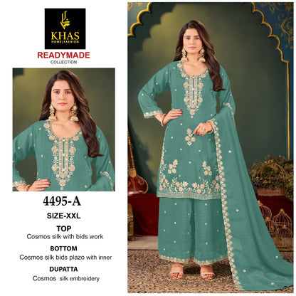 D No 4495 Khas Cosmos Silk Pakistani Readymade Suits Manufacturer Ahmedabad
