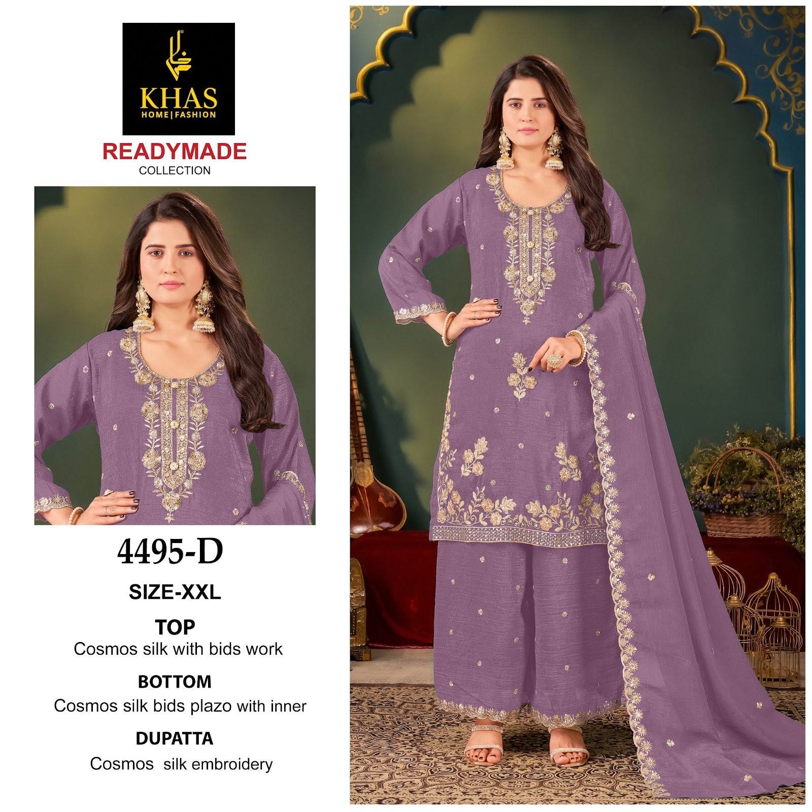 D No 4495 Khas Cosmos Silk Pakistani Readymade Suits Manufacturer Ahmedabad