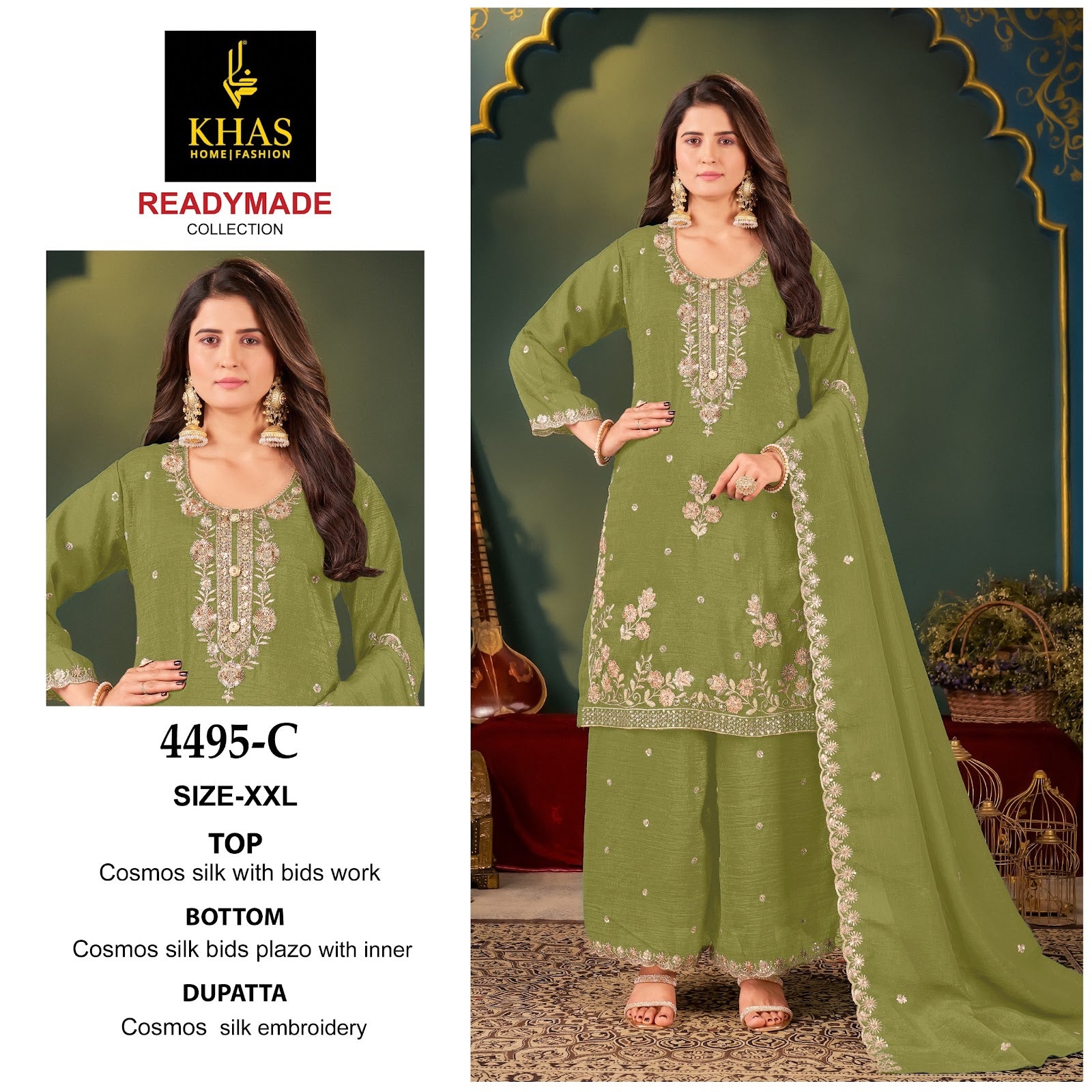 D No 4495 Khas Cosmos Silk Pakistani Readymade Suits Manufacturer Ahmedabad